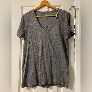 Never before worn madewell cotton grey v-neck t-shirt. Size medium.